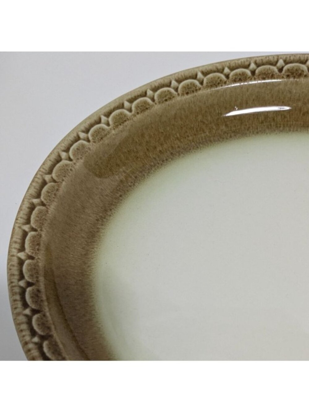 Syracuse China Oval Dinner Plate Brown Gradient Scalloped Edge Vintage USA Cinna